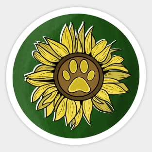 Dog Lover - Sunflower Paw Print Sticker